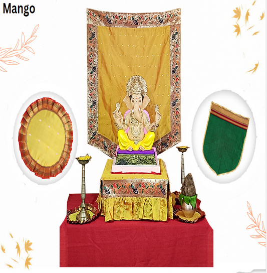 Ganpati Backdrop  4 Piece Combo - Mango