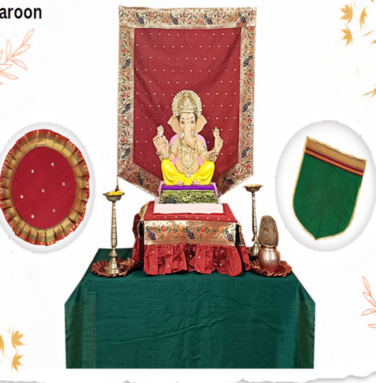 Ganpati Backdrop  4 Piece Combo - Maroon